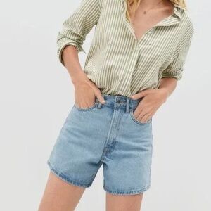 Everlane The A-Line Denim Organic Cotton High Rise Short in Powder Blue Size 25